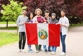 DANF FLAG Peru 3x5 with durable canvas header for mounting