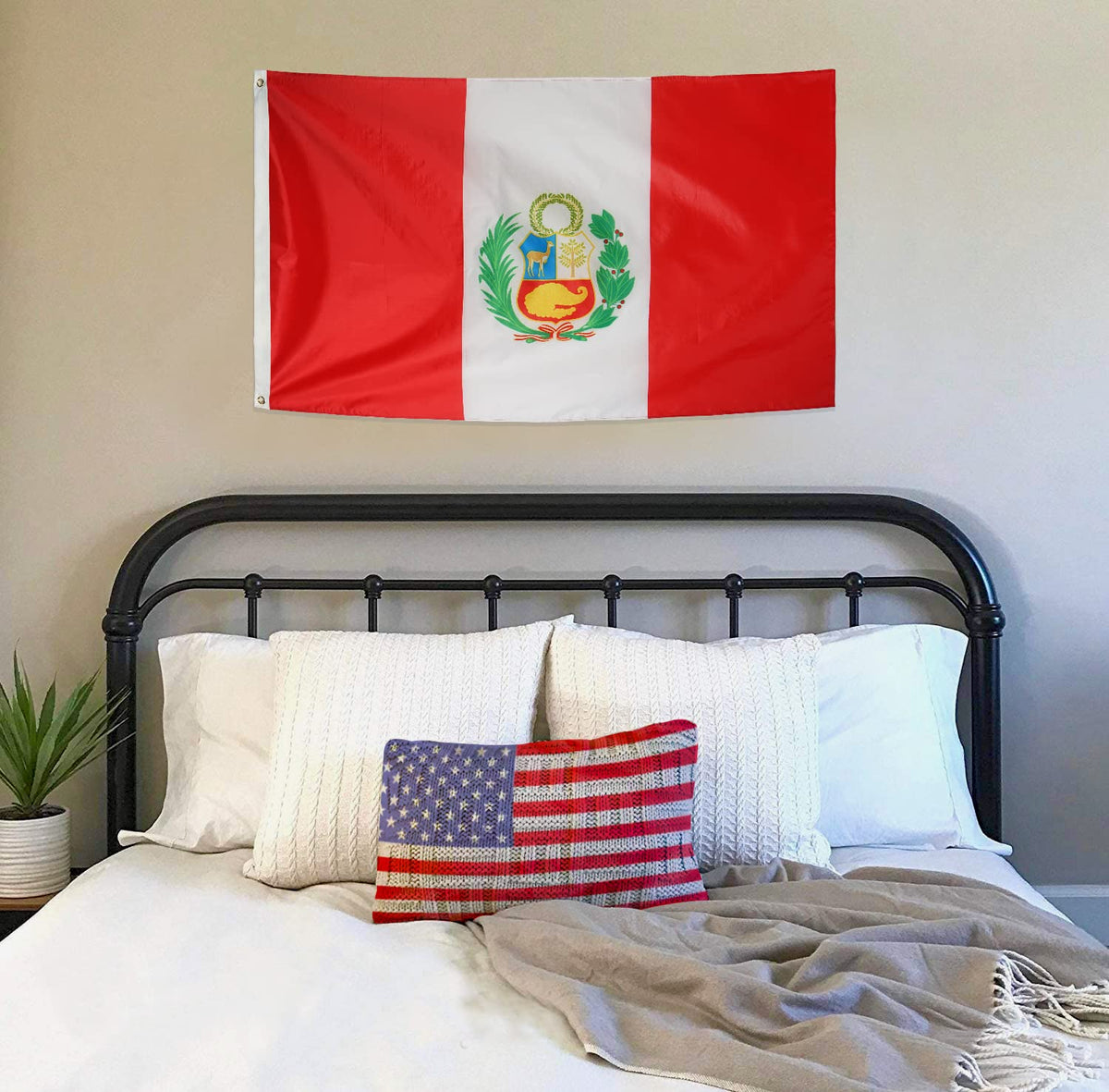 DANF FLAG Peru 3x5 double-sided flag visible from both sides