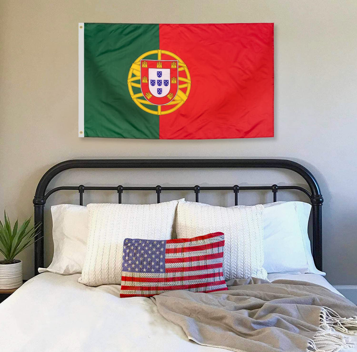 DANF Portugal flag 3x5 with canvas header for extra durability