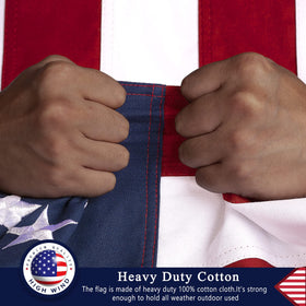 DANF FLAG reinforced canvas header for lasting use.
