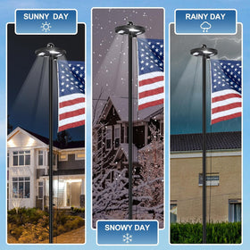 DANF FLAG solar light dusk-to-dawn illuminates the flag overnight