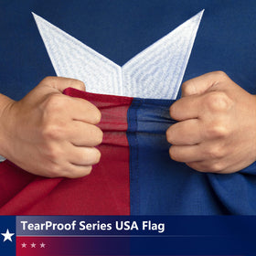 DANF FLAG treated with water-repellent and UV protection for outdoors.