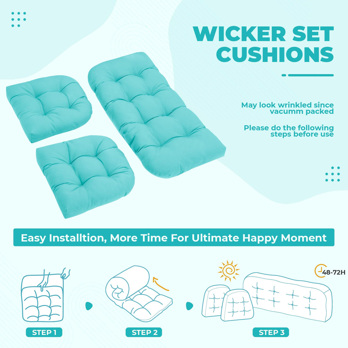 DANGHOOGY vacuum-packaged cushions ready for easy transport and storage.