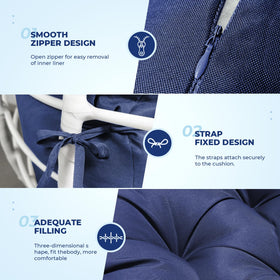 DANGHOOGY egg chair cushion navy fabric close-up highlights durable water-resistant cover.