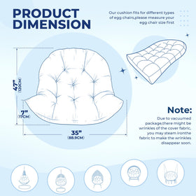 DANGHOOGY egg chair cushion navy vacuum packaging for space-saving transit.