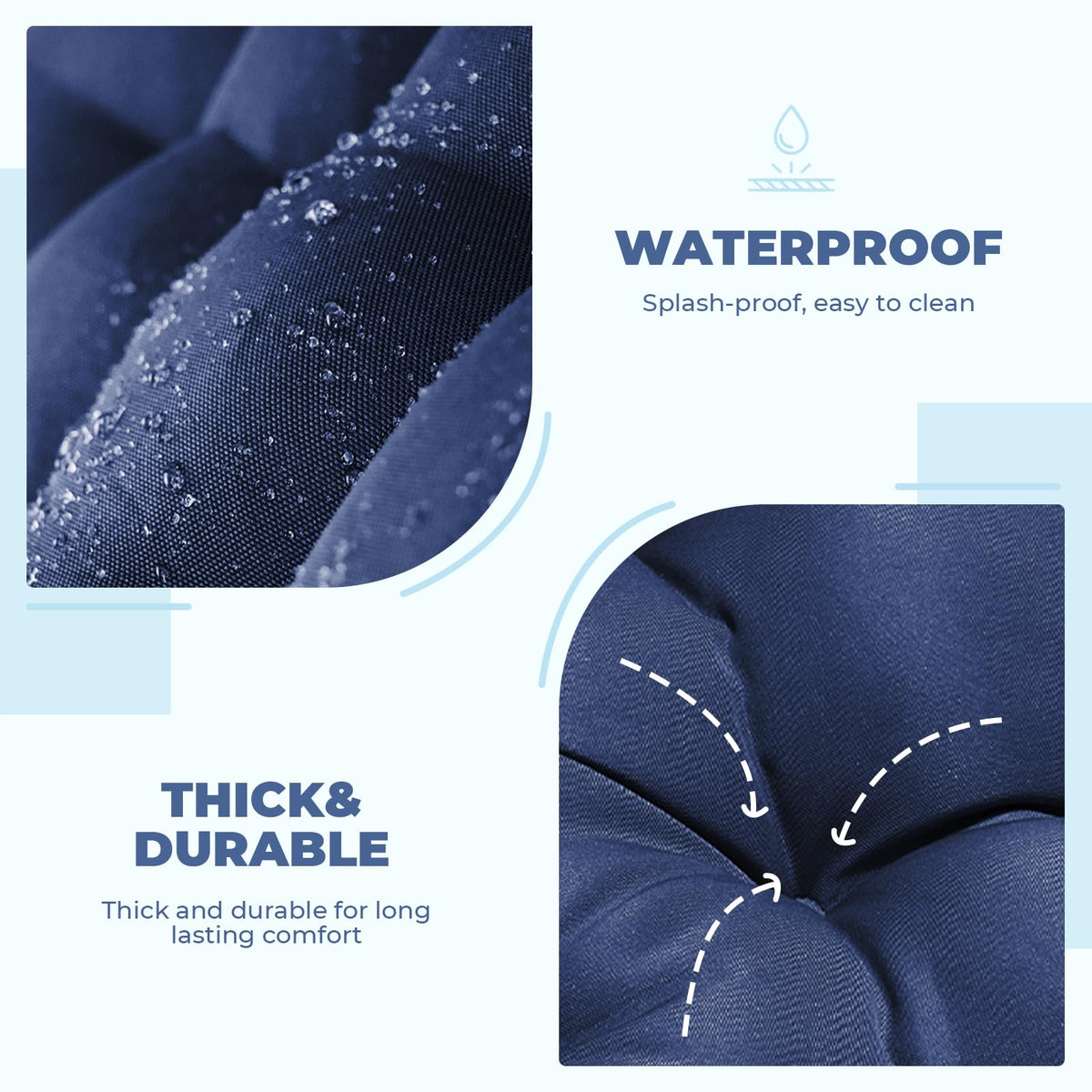 DANGHOOGY navy egg swing cushion adds weather-ready style to outdoor furniture