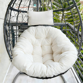 DANGHOOGY cream outdoor egg chair cushion offers plush full coverage for outdoor seating.