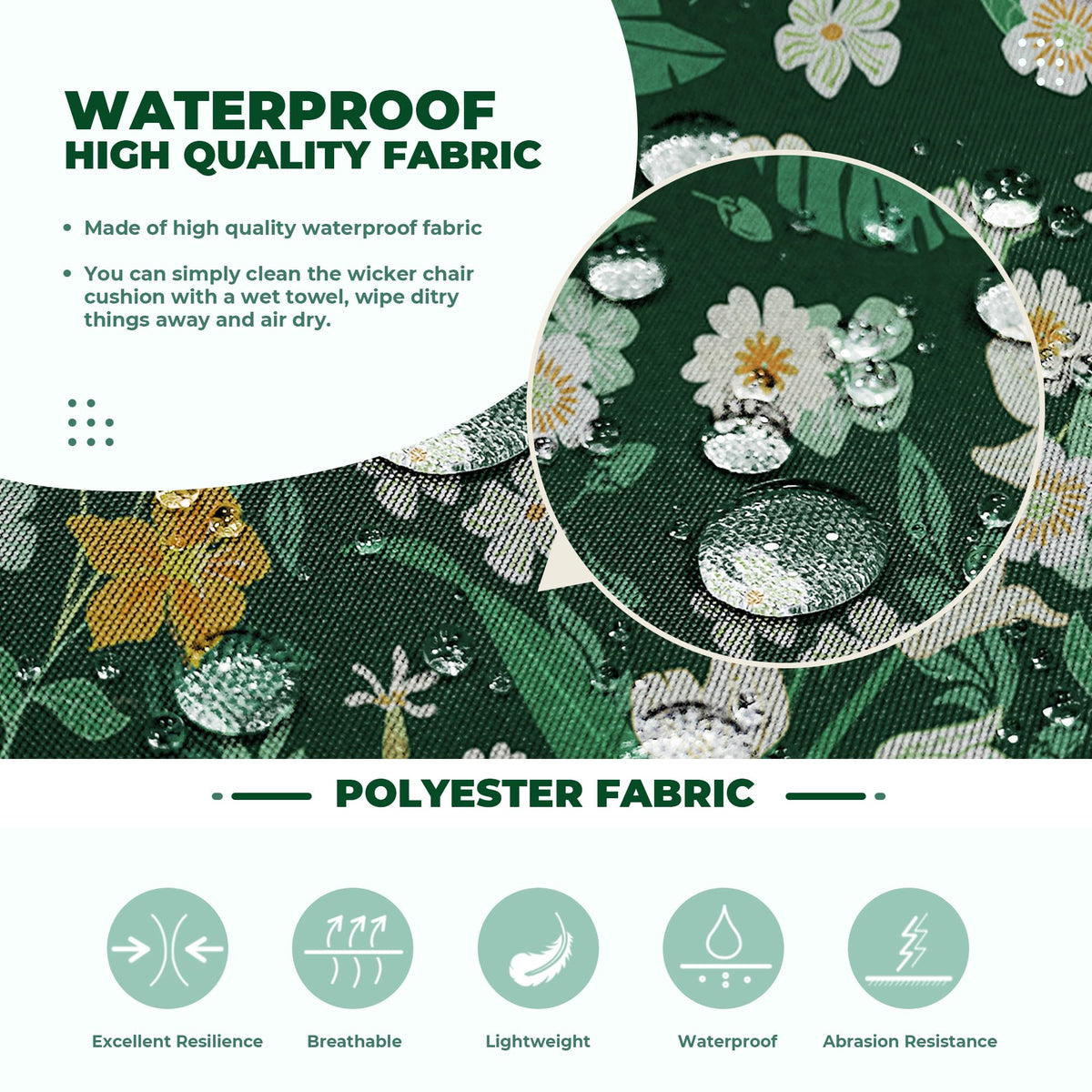 DANGHOOGY outdoor wicker cushion, 4-inch thick, delivering plush seating.