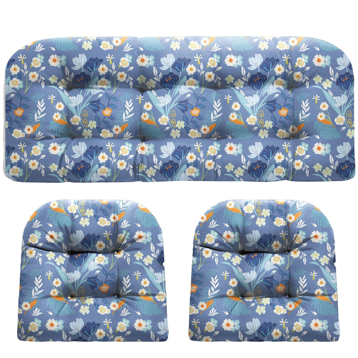 DANGHOOGY wicker chair cushions blue floral set for outdoor comfort