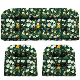 DANGHOOGY loveseat wicker cushion in green floral for outdoor comfort.