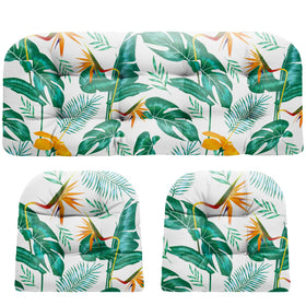 DANGHOOGY wicker loveseat cushion in yellow leaf for outdoor comfort.