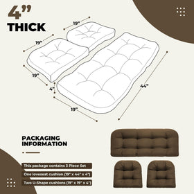 Danghoogy U-shaped cushions 19x19x4 provide stable seating on wicker furniture.