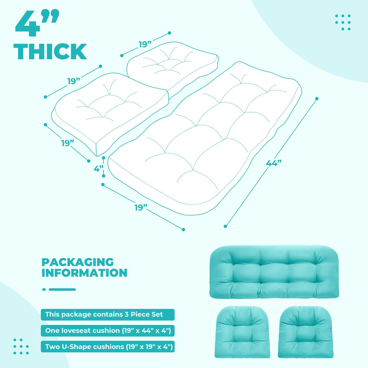 DANGHOOGY U-shape cushions provide versatile patio seating and easy maintenance.
