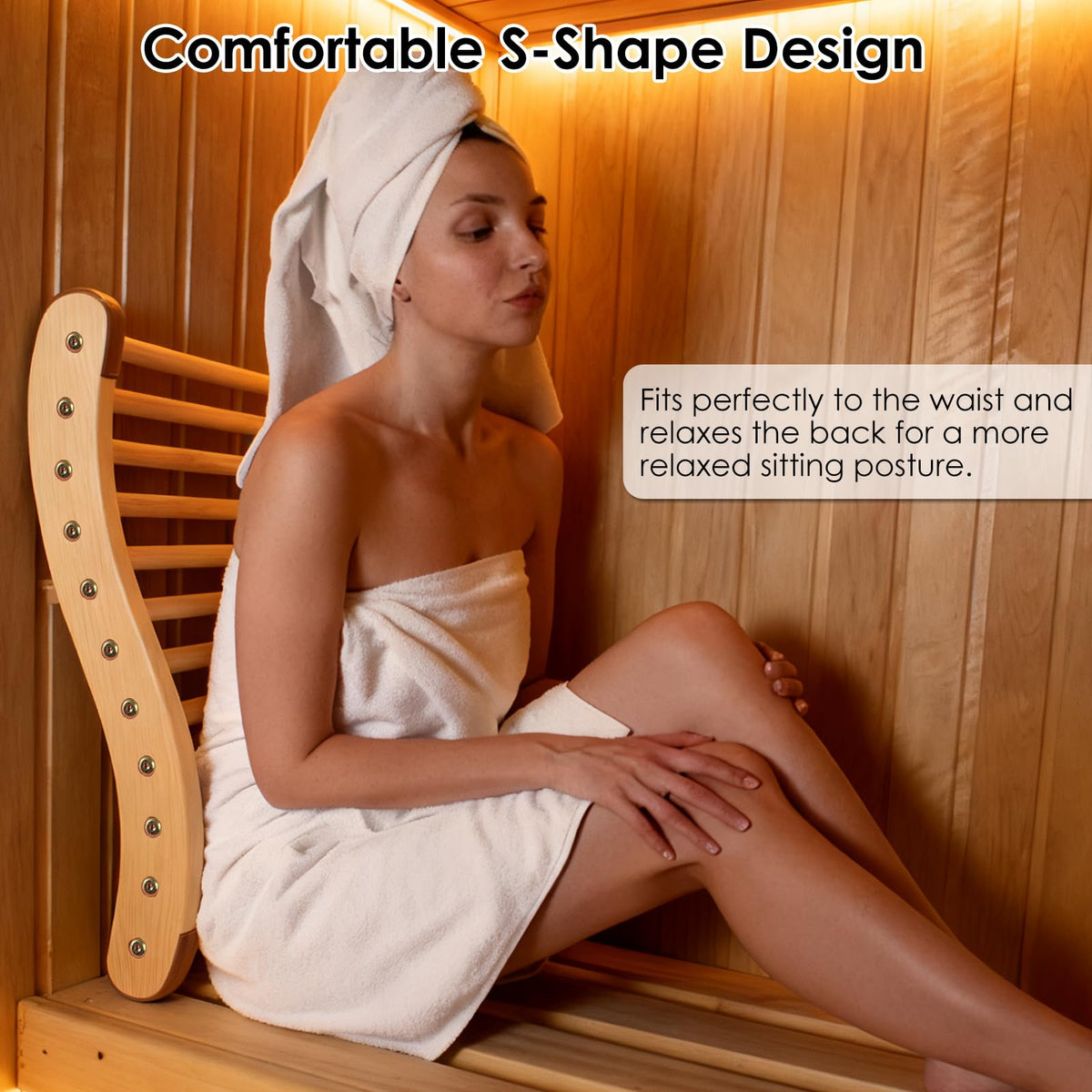 Danghyuk ergonomic S-shaped design supports shoulders and neck during sauna time
