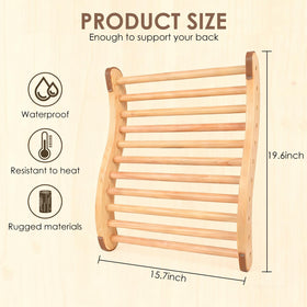 Danghyuk pine wood backrest shows natural grain and warm spa look
