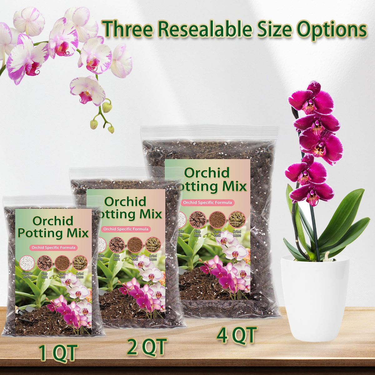 DANGKELILI orchid potting mix with dried forest moss supports lush growth.