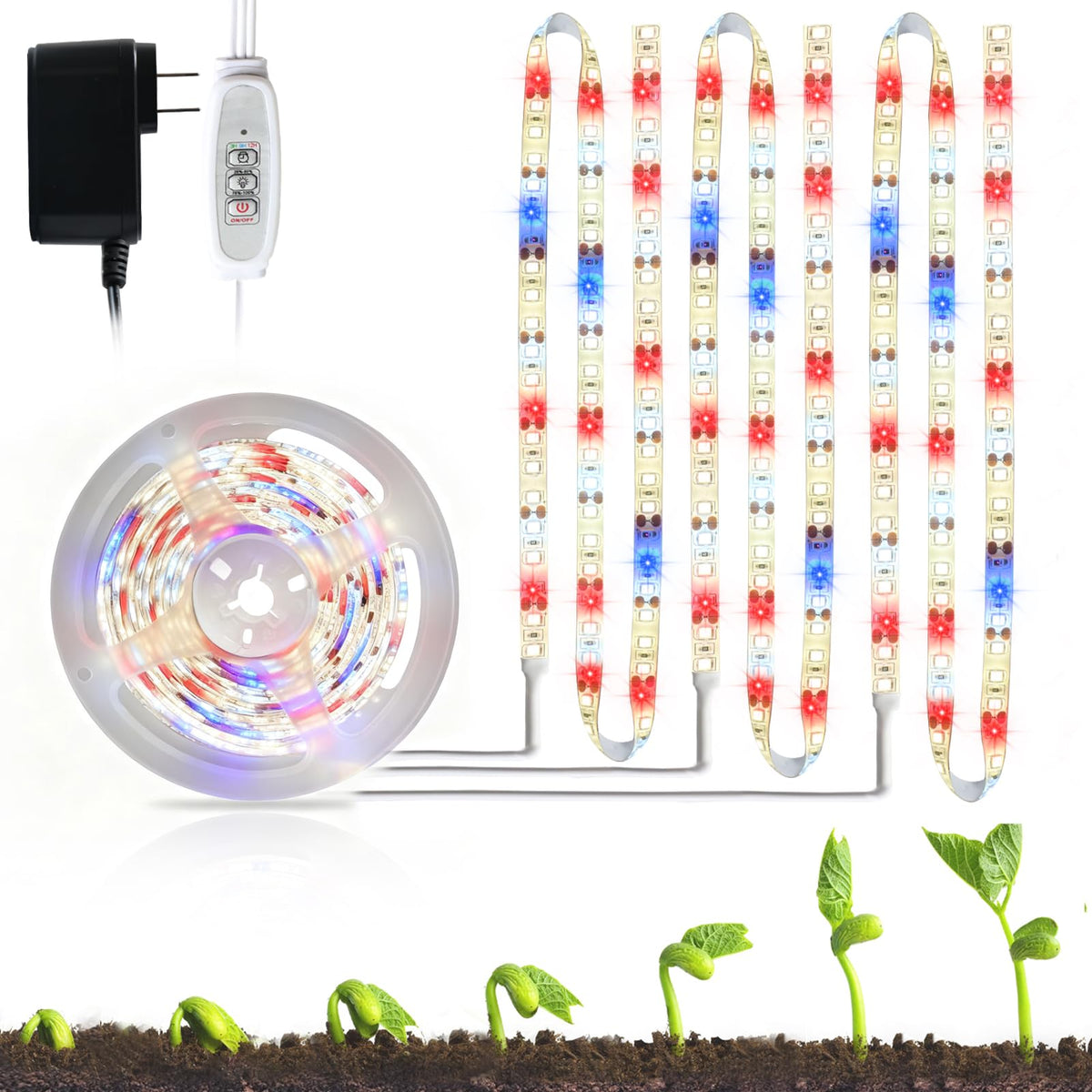 Danhh LED grow strip 3-in-1 full spectrum 10ft for uniform seedling lighting