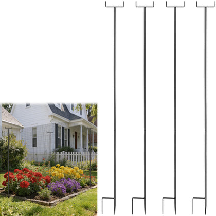 DANHMAO 4-pack metal garden netting stakes with adjustable height for strong plant support.