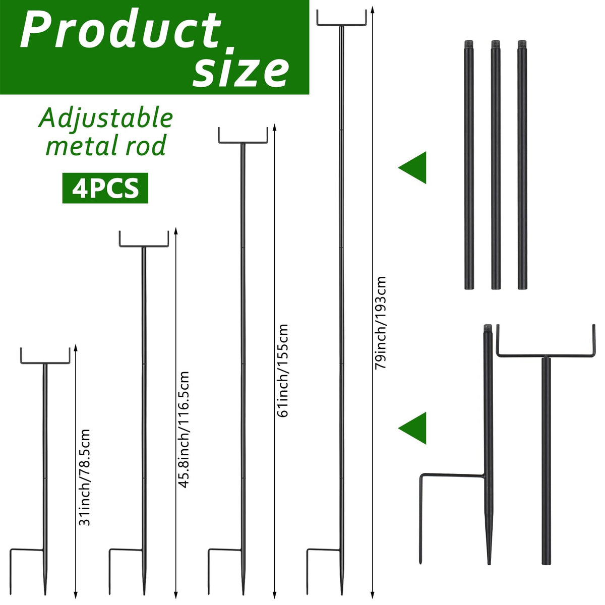 DANHMAO adjustable-length stake for versatile netting setups and easy customization.