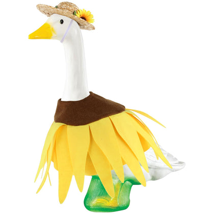 DANHMAO sunflower goose outfit on a porch goose for a cheerful spring look.