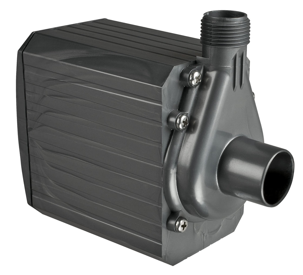 Danner Pondmaster Pond-Mag pump front view highlighting compact magnet impeller design and durable epoxy power unit.