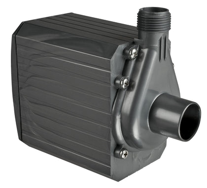 Danner Pondmaster Pond-Mag pump front view highlighting compact magnet impeller design and durable epoxy power unit.