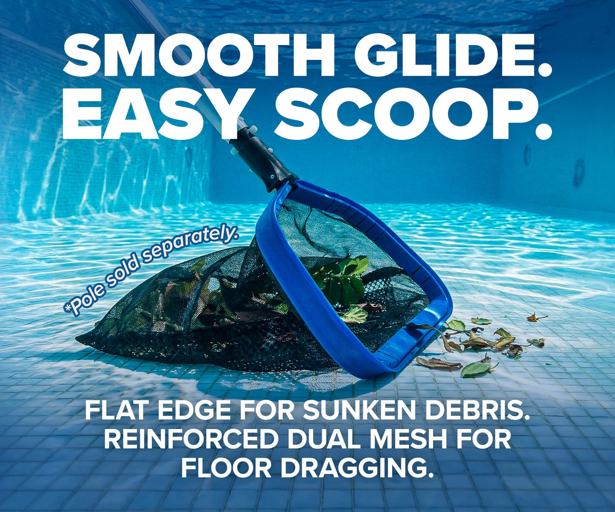 Danny's Pool Products beveled front lip glides under wet leaves