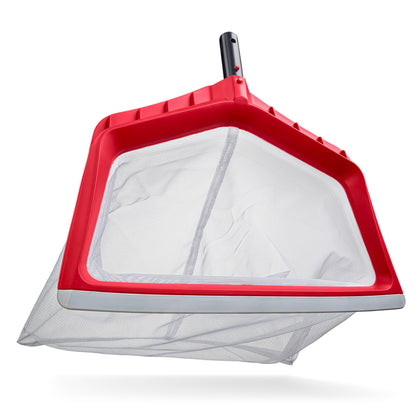 Danny's Pool Products leaf rake with bumper gliding over pool floor for gentle debris pickup