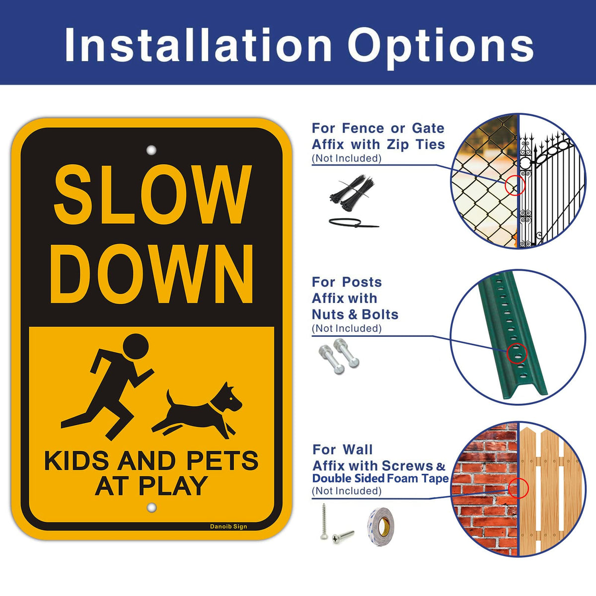 Danoib reflective aluminum sign improves nighttime visibility in neighborhoods and driveways
