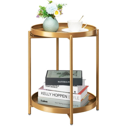 Danpinera 2-tier end table with removable trays for versatile indoor and outdoor use.
