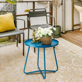Compact dimensions fit beside chairs for coffee, plants, or small snacks.
