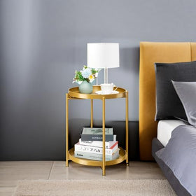 Danpinera multi-functional table suitable as a plant stand or nightstand.