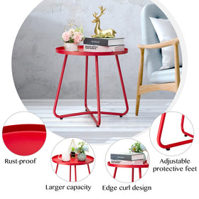 danpinera easy-assembly table with edge curl prevents items from sliding