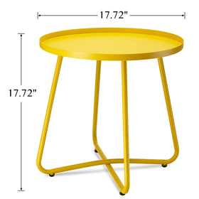Danpinera outdoor side table with adjustable footpads protects floors