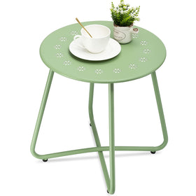 danpinera outdoor side table with flower cutouts, rust-resistant for year-round patio use