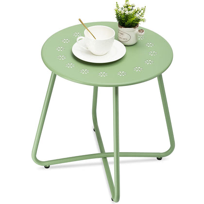danpinera outdoor side table with flower cutouts, rust-resistant for year-round patio use