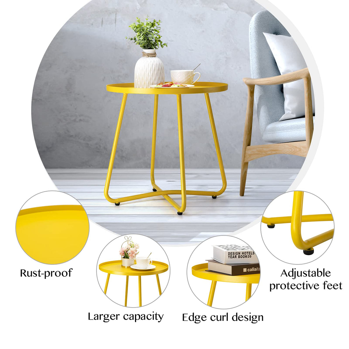 Danpinera versatile indoor outdoor table beside chairs or garden
