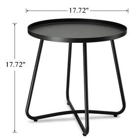 danpinera outdoor side table two-pack edge-detail shows rust-resistant coating.