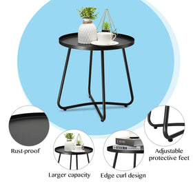 danpinera outdoor side table two-pack adjustable footpads protect floors.