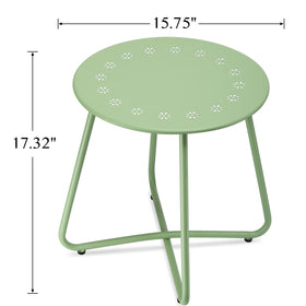 danpinera round metal side table for patio, fits beside chairs