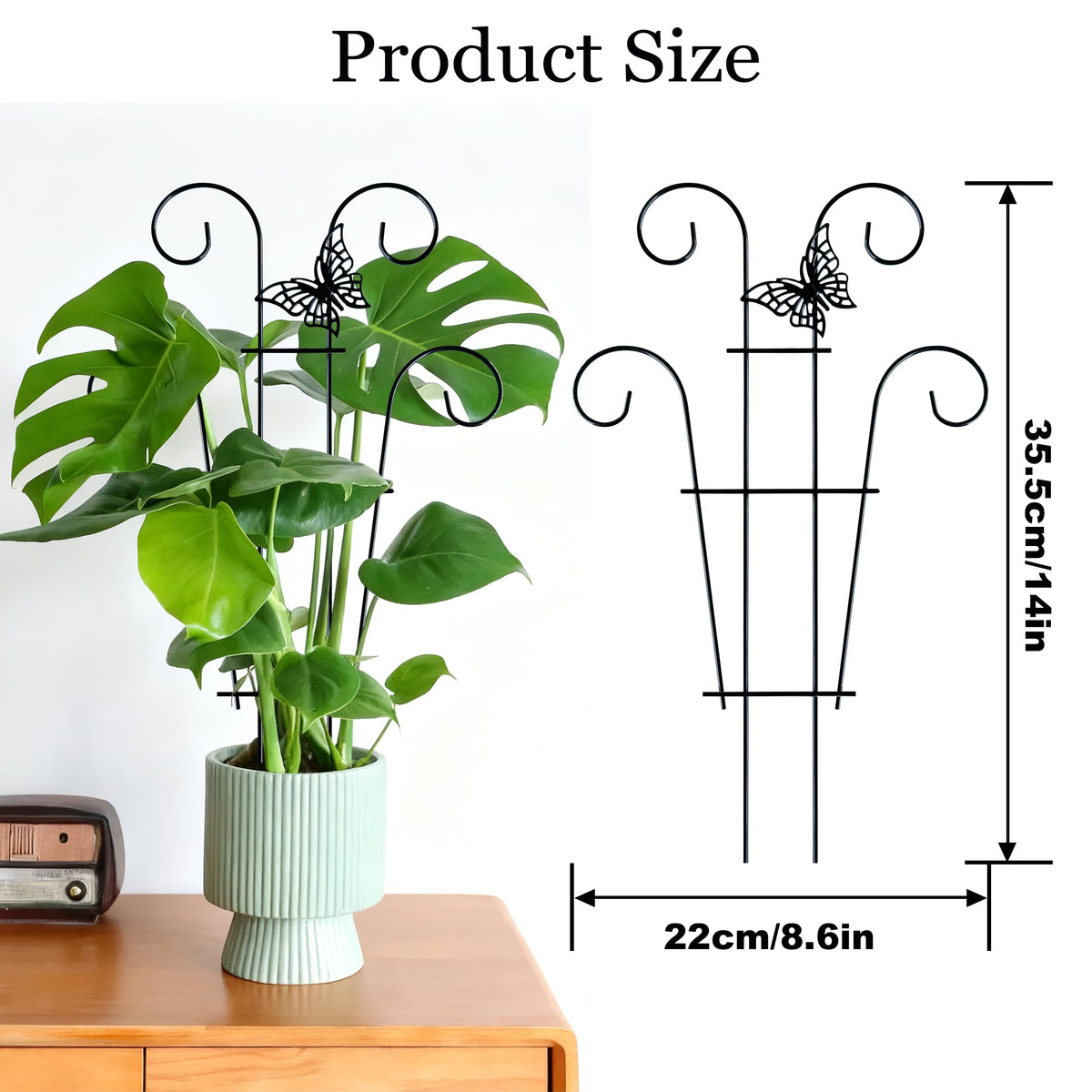 Danqgogoiu small garden trellis adds gold tone to pots.