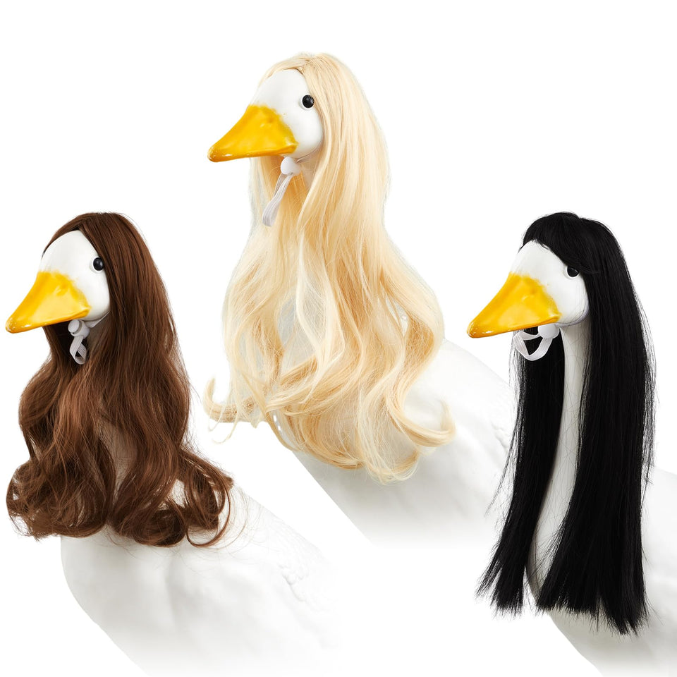 Dansydaisy Easter goose wigs in classic black braid for 17-23 inch statues, enhancing curb appeal.