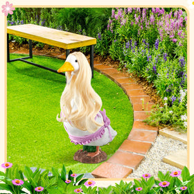 Dansydaisy porch-goose accessory closeup highlights detailed braids and bows.