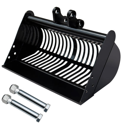 DANWIWEE mini excavator screening bucket front view filters rocks and debris for cleaner backfill.