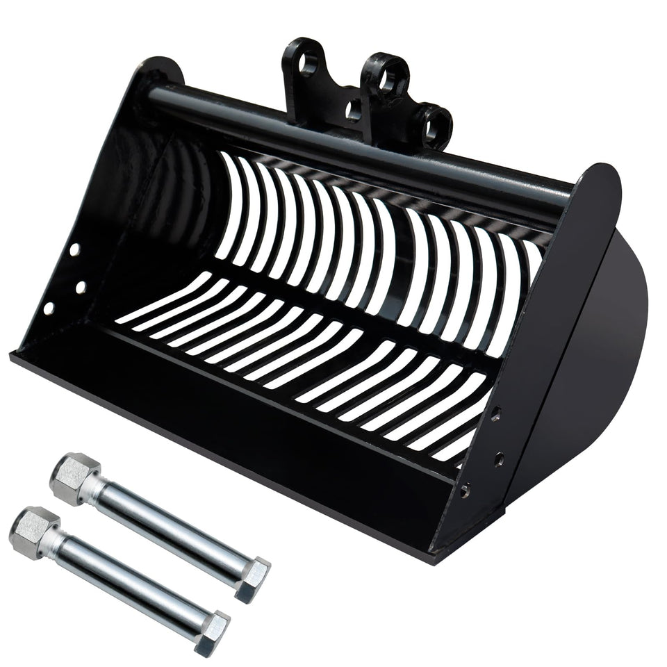 DANWIWEE mini excavator screening bucket front view filters rocks and debris for cleaner backfill.