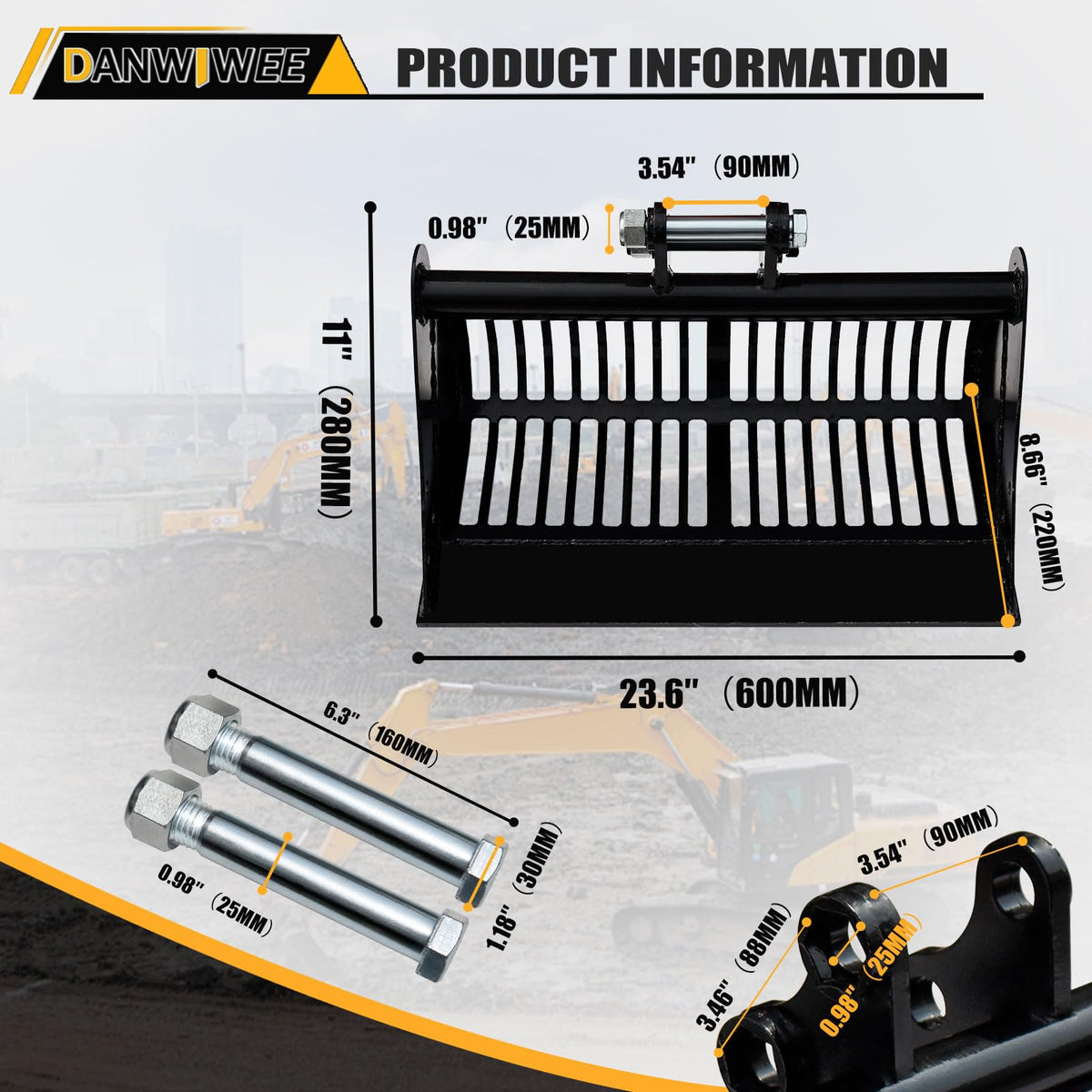 DANWIWEE sieve hole diameter 25 mm ensures consistent filtering of finer material.