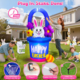 Includes ground stakes and a water bag for stable outdoor display.