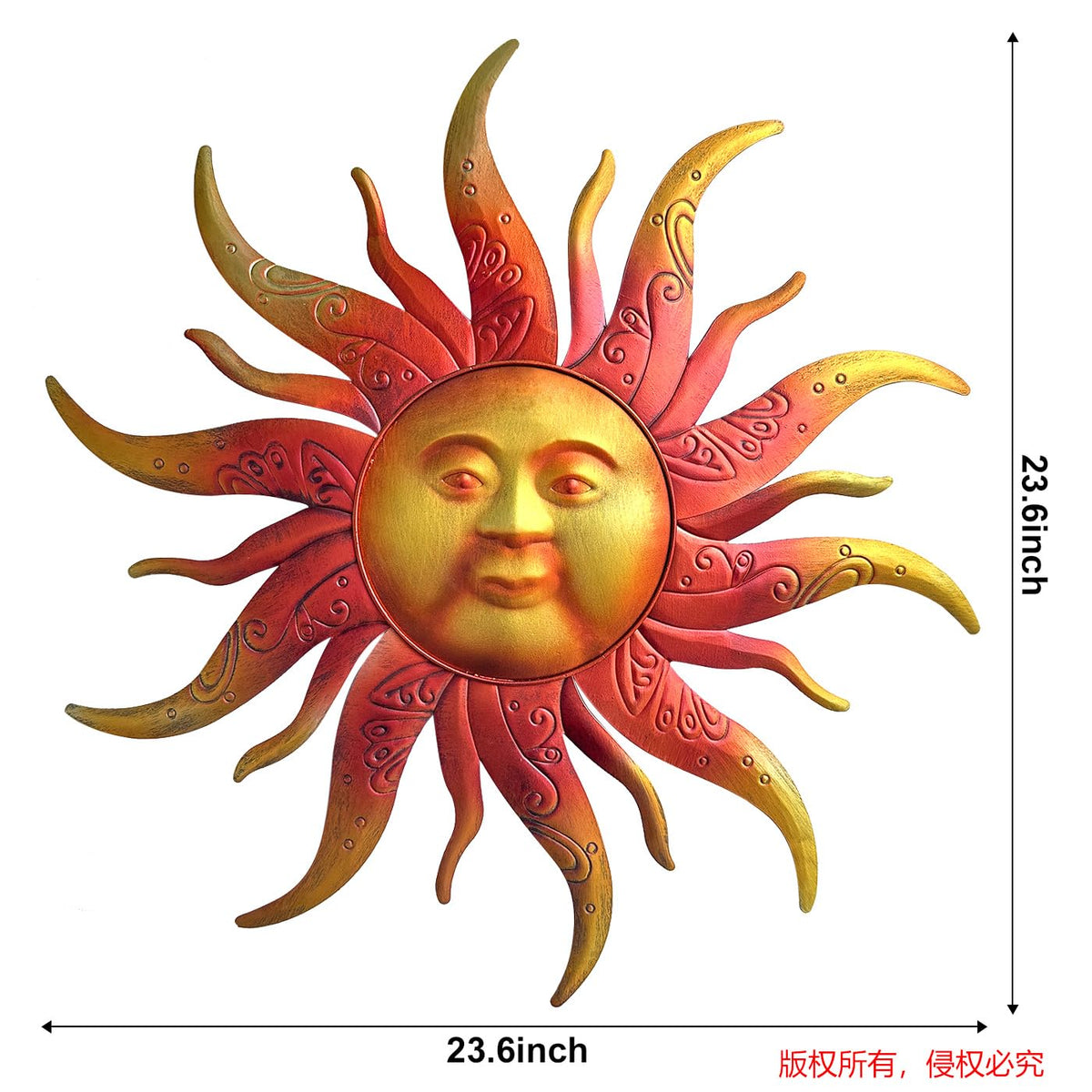Rustic metal sun decor by Daogtc brightens living spaces with vintage charm.