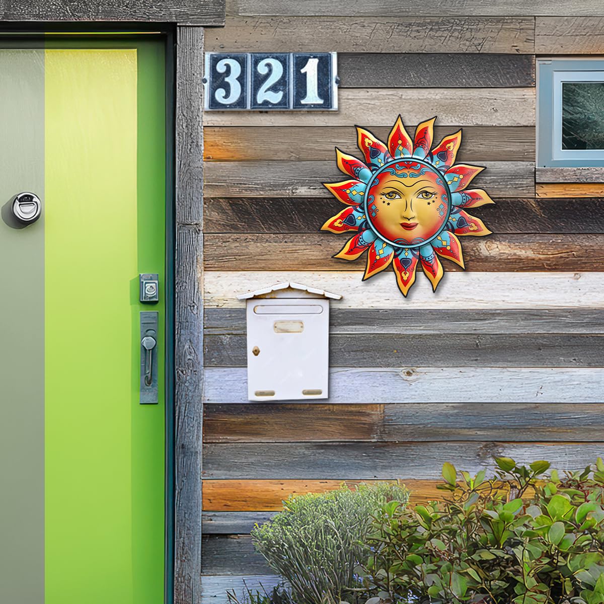 Daogtc Sun-I metal sun decor with warm tones adding cozy atmosphere to spaces.