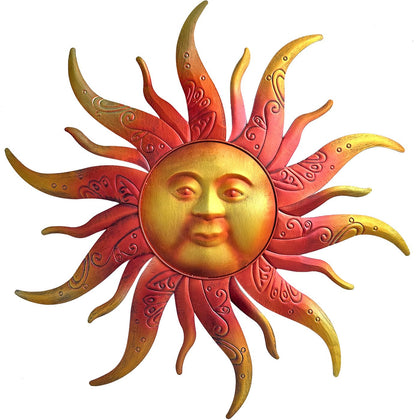 Daogtc sun wall art, 23.6-inch gold finish, ideal indoor or outdoor focal piece.